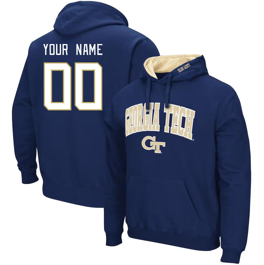 Custom Georgia Tech Yellow Jacket Name And Number College Hoodie-Navy - Click Image to Close